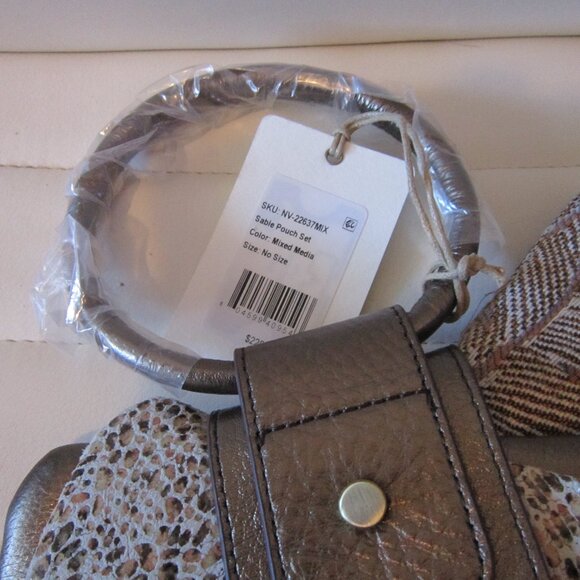 HOBO BRAND SABLE TRIPLE POUCH SET~PEWTER MIXED MEDIA~NEW WITH TAGS!